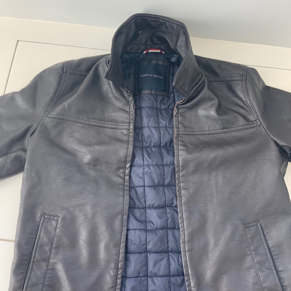 Black Faux Leather Bomber Jacket NWOT